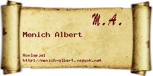 Menich Albert névjegykártya
